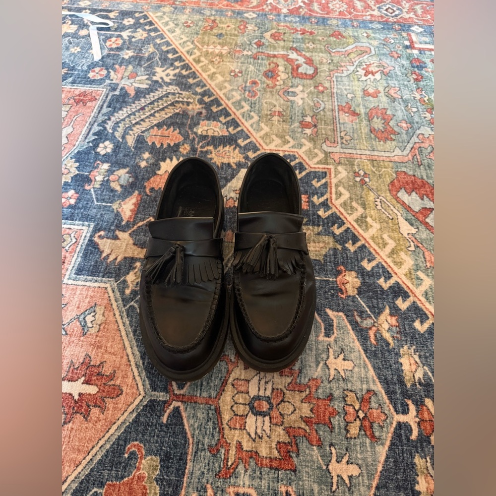 Dr Martens Adrian Tassel Loafers in Black Smooth Leather
